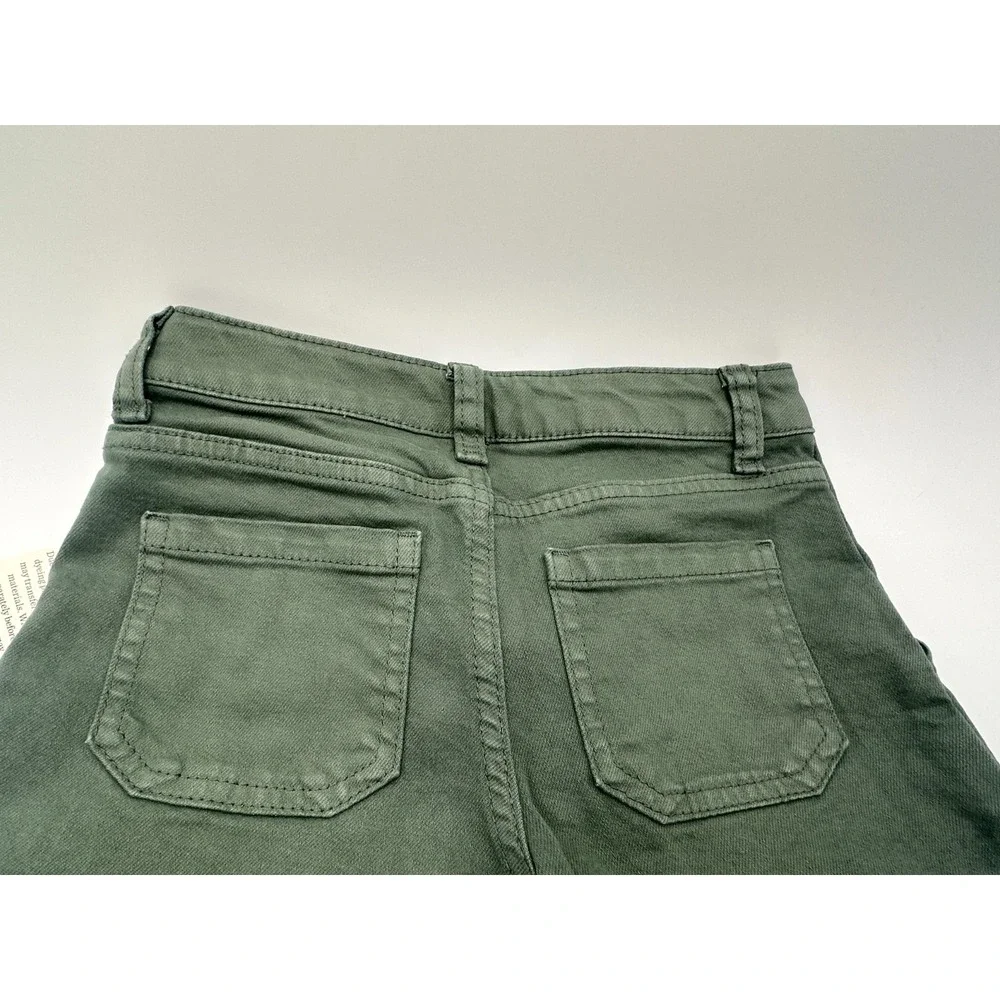 Cat and Jack Girls Wide Leg Stretch Pants Size 7 Green Adjustable Waist NWT
